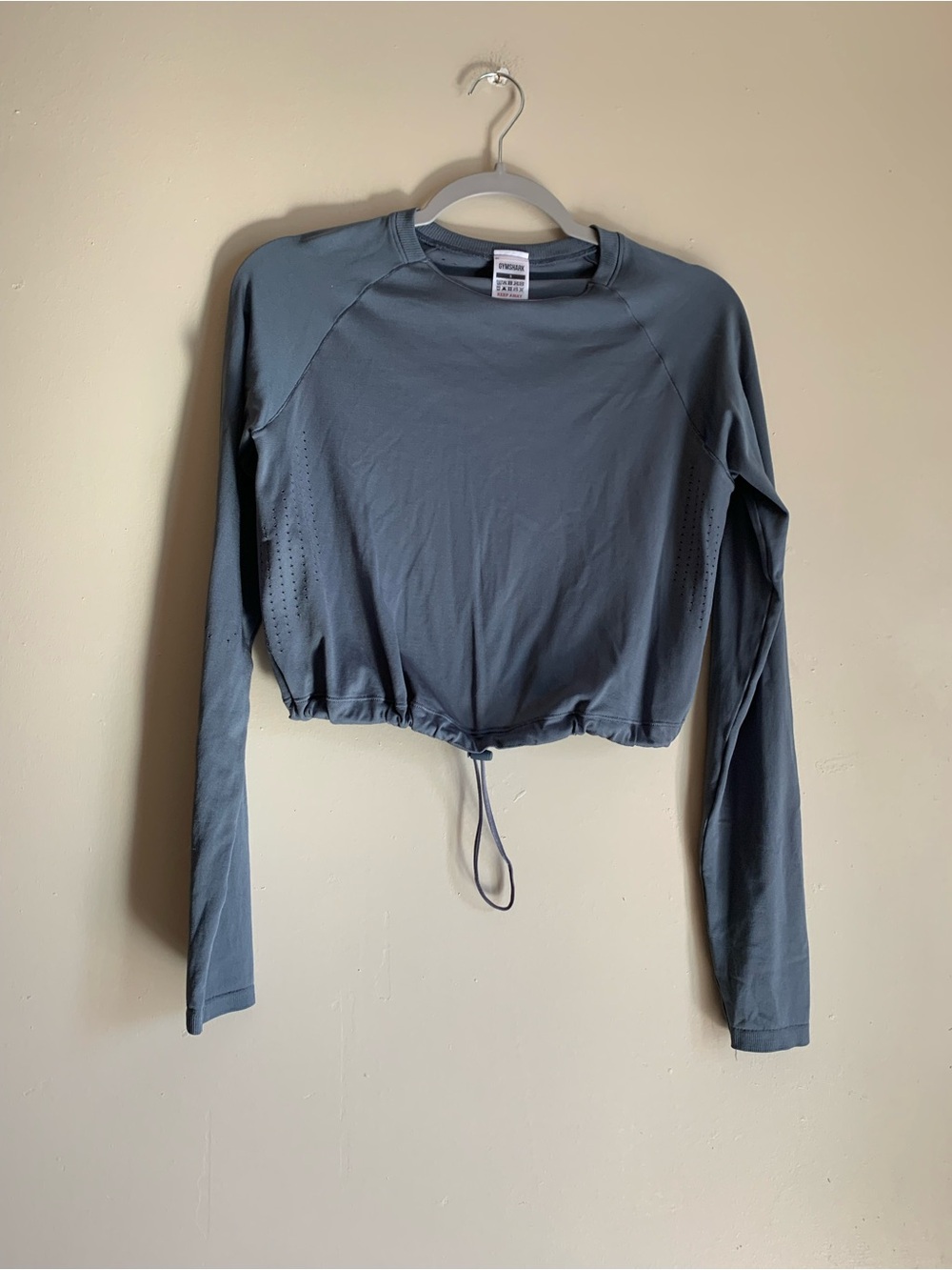 Gymshark Slate Blue Long-Sleeve Cropped Active Top Women Size Small Athletic
